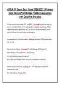 APEA 3P Exam Test Bank 2026&sol;2027 &vert; Primary&NewLine;Care Nurse Practitioner Practice Questions&NewLine;with Detailed Answers
