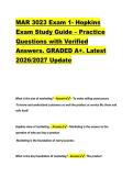MAR 3023 Exam 1- Hopkins &NewLine;Exam Study Guide &ndash; Practice &NewLine;Questions with Verified &NewLine;Answers&period; GRADED A&plus;&period; Latest &NewLine;2026&sol;2027 Update 