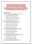 MICHIGAN MAINTENANCE & ALTERATION &NewLine;CONTRACTOR LICENSE PRACTICE EXAM &NewLine;Comprehensive State Licensing Review 2026 Edition &vert; &NewLine;95 Verified Questions with Detailed Rationales 