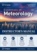Instructor's Manual for Essentials of Meteorology&colon; An Invitation to the Atmosphere&comma; 9th Edition &lpar;Ahrens & Henson&comma; 2023&rpar; &vert; All Chapters 1&ndash;15 Covered