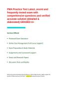 PMA Practice Test Latest &comma;recent and frequently tested exam with comprehensive questions and verified accurate solution &lpar;detailed & elaborated&rpar; GRADED A&plus;&period;