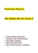 BIO 201 Exam 3 Study Guide &vert; Rio Salado Practice Questions & Verified Answers &vert; Latest Update &vert; Grade A&plus;