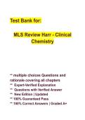 Test Bank for Harr Clinical Chemistry &lpar;MLS Review&rpar; &vert; Complete Practice Questions Covering All Chapters with Verified Answers & Rationales &vert; Latest Update &vert; Grade A&plus;