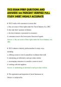 TICO EXAM PREP QUESTIONS AND&NewLine;ANSWERS 100 PERCENT VERIFIED FULL&NewLine;STUDY SHEET HIGHLY ACCURATE