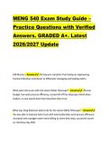MENG 540 Exam Study Guide &ndash; &NewLine;Practice Questions with Verified &NewLine;Answers&period; GRADED A&plus;&period; Latest &NewLine;2026&sol;2027 Update 