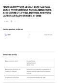 FDOT EARTHWORK LEVEL 1 EXAM&lpar;ACTUAL EXAM&rpar; WITH CORRECT ACTUAL QUESTIONS AND CORRECTLY WELL DEFINED ANSWERS LATEST ALREADY GRADED A&plus; 2026