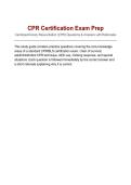 CPR Certification Exam Prep&NewLine;Cardiopulmonary Resuscitation &lpar;CPR&rpar; Questions & Answers with Rationales&NewLine;