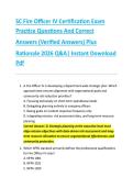 SC Fire Officer IV Certification Exam &NewLine;Practice Questions And Correct  &NewLine;Answers &lpar;Verified Answers&rpar; Plus  &NewLine;Rationale 2026 Q&A&vert; Instant Download &NewLine;Pdf 