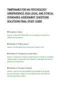 TIMEFRAMES FOR MA PSYCHOLOGY&NewLine;JURISPRUDENCE 2026 LEGAL AND ETHICAL&NewLine;STANDARDS ASSESSMENT QUESTIONS&NewLine;SOLUTIONS FINAL STUDY GUIDE
