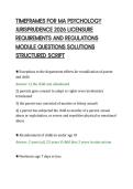 TIMEFRAMES FOR MA PSYCHOLOGY&NewLine;JURISPRUDENCE 2026 LICENSURE&NewLine;REQUIREMENTS AND REGULATIONS&NewLine;MODULE QUESTIONS SOLUTIONS&NewLine;STRUCTURED SCRIPT