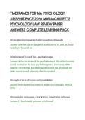 TIMEFRAMES FOR MA PSYCHOLOGY&NewLine;JURISPRUDENCE 2026 MASSACHUSETTS&NewLine;PSYCHOLOGY LAW REVIEW PAPER&NewLine;ANSWERS COMPLETE LEARNING PACK