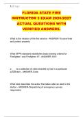 FLORIDA STATE FIRE &NewLine;INSTRUCTOR 3 EXAM 2026&sol;2027 &NewLine;ACTUAL QUESTIONS WITH &NewLine;VERIFIED ANSWERS&period;