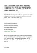 TMC LATEST EXAM TEST PAPER 2026 FULL&NewLine;QUESTIONS AND ANSWERS VERIFIED STUDY&NewLine;GUIDE FINAL PREP 300&NewLine;