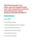 SACA Robot Operations Test Latest &comma;recent and frequently tested exam 4 with comprehensive questions and verified accurate solution &lpar;detailed & elaborated&rpar; GRADED A&plus;&period;
