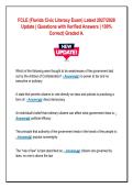 FCLE &lpar;Florida Civic Literacy Exam&rpar; Latest 2027&sol;2028&NewLine;Update &vert; Questions with Verified Answers &vert; 100&percnt;&NewLine;Correct&vert; Graded A
