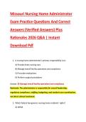Missouri Nursing Home Administrator &NewLine;Exam Practice Questions And Correct &NewLine;Answers &lpar;Verified Answers&rpar; Plus &NewLine;Rationales 2026 Q&A &vert; Instant &NewLine;Download Pdf