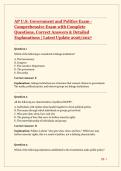 AP U&period;S&period; Government and Politics Exam - Comprehensive Exam with Complete Questions&comma; Correct Answers & Detailed Explanations &vert; Latest Update 2026&sol;2027