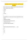 Nutrition 1322 Test Questions with Correct&NewLine;Answers