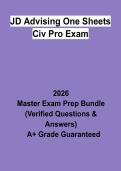JD Advising One Sheets Civil Procedure Exam &vert; Questions & Answers&comma; Study Guide&comma; Revision Notes & Bar Exam Prep &vert; Latest 2026 PDF