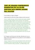 TOEFL IBT SPEAKING COMPREHENSIVE&NewLine;EXAMINATION TEST 150 SOLVED&NewLine;QUESTIONS WITH VERIFIED ANSWERS&NewLine;FULL SOLUTION