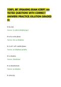 TOEFL IBT SPEAKING EXAM SCRIPT 150&NewLine;TESTED QUESTIONS WITH CORRECT&NewLine;ANSWERS PRACTICE SOLUTION GRADED&NewLine;A&plus;&NewLine;