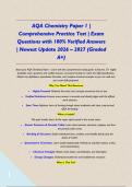 AQA Chemistry Paper 1 &vert; Comprehensive Practice Test &vert; Exam Questions with 100&percnt; Verified Answers &vert; Newest Update 2026 &ndash; 2027 &lpar;Graded A&plus;&rpar;&NewLine;