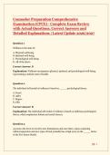 Counselor Preparation Comprehensive Examination &lpar;CPCE&rpar; - Complete Exam Review with Actual Questions&comma; Correct Answers and Detailed Explanations &vert; Latest Update 2026&sol;2027