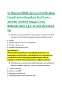SC Chemical Water Analysis Certification &NewLine;Exam Practice Questions And Correct &NewLine;Answers &lpar;Verified Answers&rpar; Plus &NewLine;Rationale 2026 Q&A&vert; Instant Download &NewLine;Pdf  