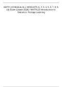 Portage Learning MATH 110 Introduction to Statistics Modules 1&ndash;10 Exams &vert; Verified Questions & Answers