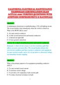 CALIFORNIA ELECTRICAL MAINTENANCE &NewLine;TECHNICIAN CERTIFICATION EXAM &NewLine;ACTUAL 2026 VERIFIED QUESTIONS WITH &NewLine;ANSWERS COMPREHENSIVE & RATIONALE