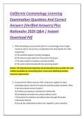 California Cosmetology Licensing &NewLine;Examination Questions And Correct &NewLine;Answers &lpar;Verified Answers&rpar; Plus &NewLine;Rationales 2026 Q&A &vert; Instant &NewLine;Download Pdf 