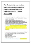 Utah Contractor Business and Law &NewLine;Examination Questions And Correct &NewLine;Answers &lpar;Verified Answers&rpar; Plus &NewLine;Rationales 2026 Q&A &vert; Instant &NewLine;Download Pdf 
