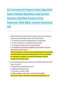 SC Commercial Property Sales Specialist &NewLine;Exam Practice Questions And Correct &NewLine;Answers &lpar;Verified Answers&rpar; Plus  &NewLine;Rationale 2026 Q&A&vert; Instant Download &NewLine;Pdf  