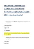 Intuit Business Tax Exam Practice &NewLine;Questions And Correct Answers &NewLine;&lpar;Verified Answers&rpar; Plus Rationales 2026 &NewLine;Q&A &vert; Instant Download Pdf 