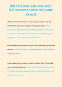 NHA CPCT Study Guide &lpar;Latest 2026 2027 Questions & Answers 100- Correct