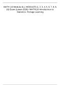 Portage Learning MATH 110 Introduction to Statistics Modules 1&ndash;10 Exams &vert; Verified Questions & Answers