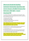 Minnesota Residential Building &NewLine;Contractor Examination Questions And &NewLine;Correct Answers &lpar;Verified Answers&rpar; Plus &NewLine;Rationales 2026 Q&A &vert; Instant &NewLine;Download Pdf