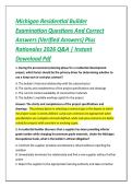 Michigan Residential Builder &NewLine;Examination Questions And Correct &NewLine;Answers &lpar;Verified Answers&rpar; Plus &NewLine;Rationales 2026 Q&A &vert; Instant &NewLine;Download Pdf