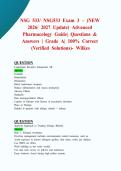 NSG 533&sol; NSG533 Exam 3 &ndash; &lpar;NEW 2026&sol; 2027 Update&rpar; Advanced Pharmacology Guide&vert; Questions & Answers &vert; Grade A&vert; 100&percnt; Correct &lpar;Verified Solutions&rpar;- Wilkes