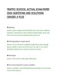 TRAFFIC SCHOOL ACTUAL EXAM PAPER&NewLine;2026 QUESTIONS AND SOLUTIONS&NewLine;GRADED A PLUS