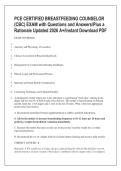 PCE CERTIFIED BREASTFEEDING COUNSELOR &NewLine;&lpar;CBC&rpar; EXAM with Questions and Answers&sol;Plus a &NewLine;Rationale Updated 2026 A&plus;&sol;Instant Download PDF