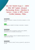 NSG 533&sol; NSG533 Exam 2 &ndash; &lpar;NEW 2026&sol; 2027 Update&rpar; Advanced Pharmacology Review&vert; Questions & Answers &vert; Grade A&vert; 100&percnt; Correct &lpar;Verified Solutions&rpar;- Wilkes
