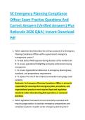 SC Emergency Planning Compliance &NewLine;Officer Exam Practice Questions And &NewLine;Correct Answers &lpar;Verified Answers&rpar; Plus  &NewLine;Rationale 2026 Q&A&vert; Instant Download &NewLine;Pdf  