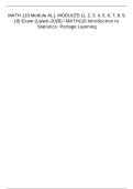 Portage Learning MATH 110 Introduction to Statistics Modules 1&ndash;10 Exams &vert; Verified Questions & Answers