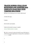 TRAFFIC SCHOOL FINAL EXAM&NewLine;QUESTIONS AND ANSWERS 2026&NewLine;COMPLETE EXAM PREP WITH&NewLine;VERIFIED SOLUTIONS