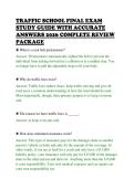 TRAFFIC SCHOOL FINAL EXAM&NewLine;STUDY GUIDE WITH ACCURATE&NewLine;ANSWERS 2026 COMPLETE REVIEW&NewLine;PACKAGE&NewLine;