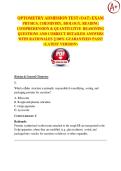 OPTOMETRY ADMISSION TEST &lpar;OAT&rpar; EXAM PHYSICS&comma; CHEMISTRY&comma; BIOLOGY&comma; READING  COMPREHENSION & QUANTITATIVE REASONING QUESTIONS AND CORRECT DETAILED ANSWERS  WITH RATIONALES &vert;&vert; 100&percnt; GUARANTEED PASS&excl;&excl;  <LATEST VERSION>