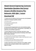 Hawaii General Engineering Contractor &NewLine;Examination Questions And Correct &NewLine;Answers &lpar;Verified Answers&rpar; Plus &NewLine;Rationales 2026 Q&A &vert; Instant &NewLine;Download Pdf 