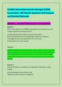 Certified Information Security Manager &lpar;CISM&rpar; &NewLine;Examination&colon; 100 Practice Questions with Answers &NewLine;and Detailed Rationales 