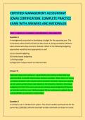 CERTIFIED MANAGEMENT ACCOUNTANT &NewLine;&lpar;CMA&rpar; CERTIFICATION&colon; COMPLETE PRACTICE &NewLine;EXAM WITH ANSWERS AND RATIONALES 